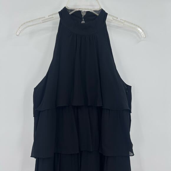 AX Armani Exchange 100% Silk Ruffle Mini Dress Cocktail LBD Date Night Womens 0 - Picture 4 of 11